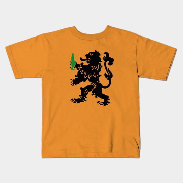 Dutch lion with beer Kingsday - Nederlandse leeuw Koningsdag Kids T-Shirt by LaundryFactory